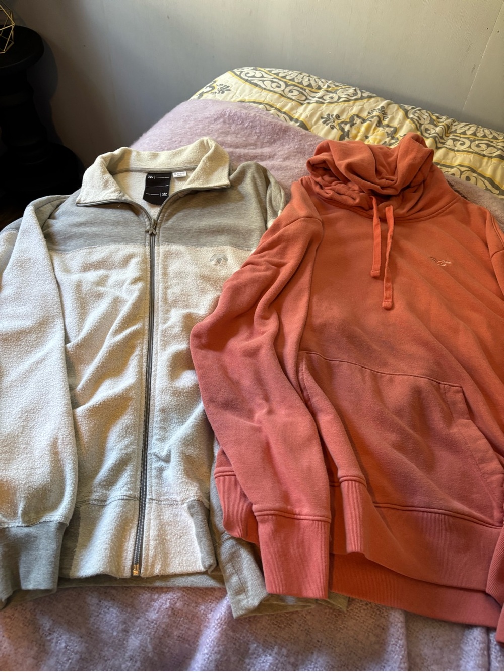 adidas Men's Cream Zip-Up Fleece Jacket & Rust Hoodie Set